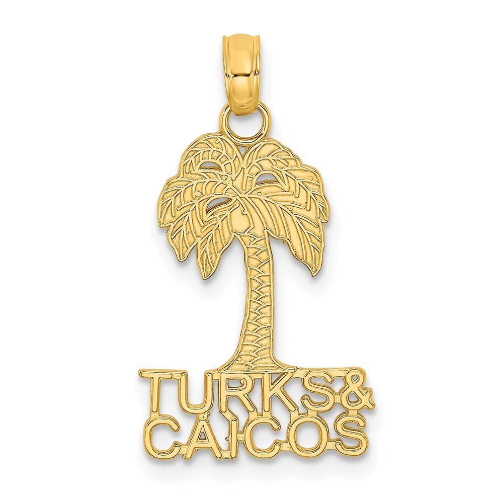 14k Yellow Gold Small Travel Turks And Caicos Palm Tree Charm